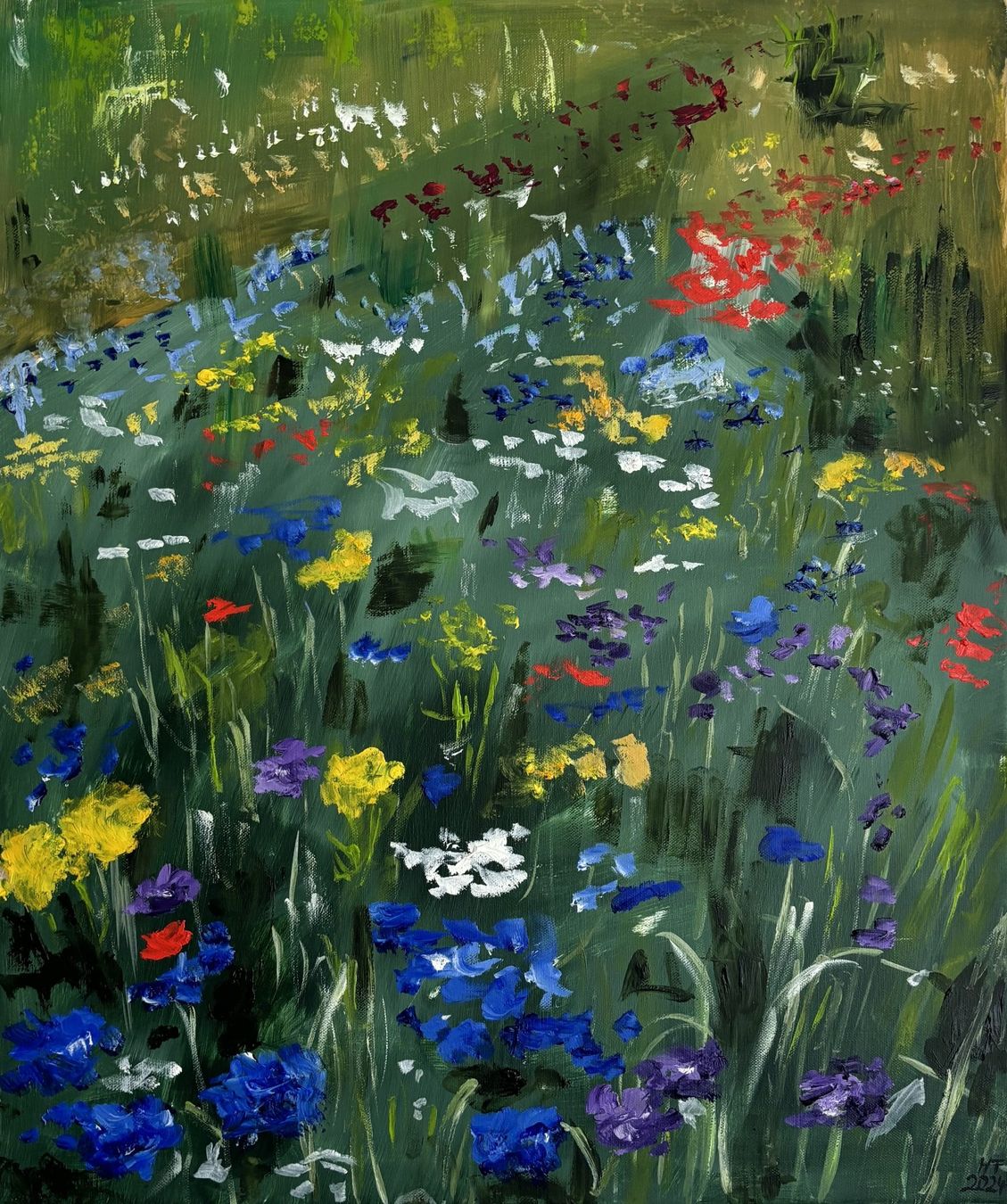 Dipinti: Blumenwiese Ölgemälde, handgemalt, abstrakt – Nuovo (secondo la descrizione) da Cham venduto da Felha 9