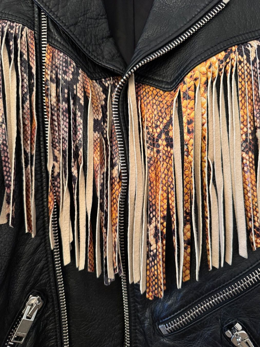 Saint Laurent Giacche: Saint Laurent SS16 Fringed Python Leather Jacket Surf Sound – Usato da Zürich venduto da dodichnobli 3