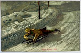Lugeur en hivers - Belle carte ancienne