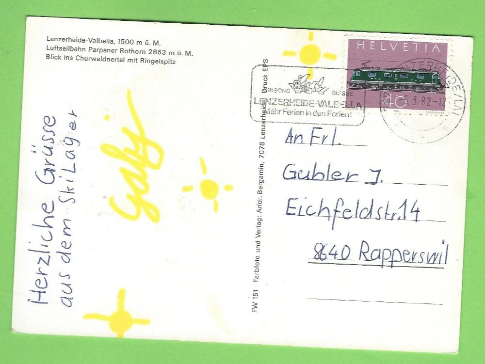 Cartoline postali: Lenzherheide-Valbella, Seilbahn Parpaner Rothorn – Usato da Zürich venduto da t24_de 1