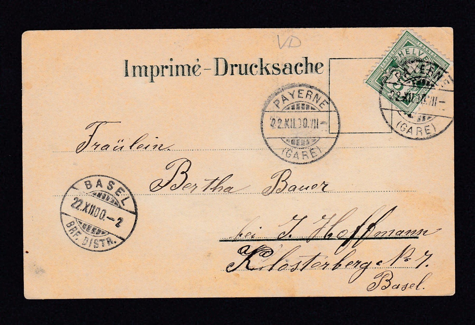 Cartoline postali: PAYERNE - Grand' Rue, Litho 1900 – Usato da Reiden venduto da cinfis 1