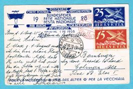 Flugpostausgabe 47I La Chaux-de-Fonds - Basel 1.VIII.28 !