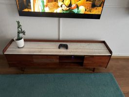 TV Cabinet Wood Marble Top Vintage