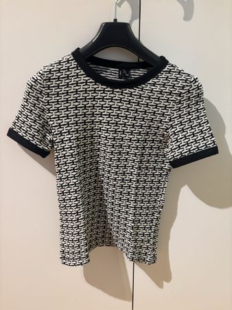 Damen T-Shirt schwarz weiss gemustert Grösse S