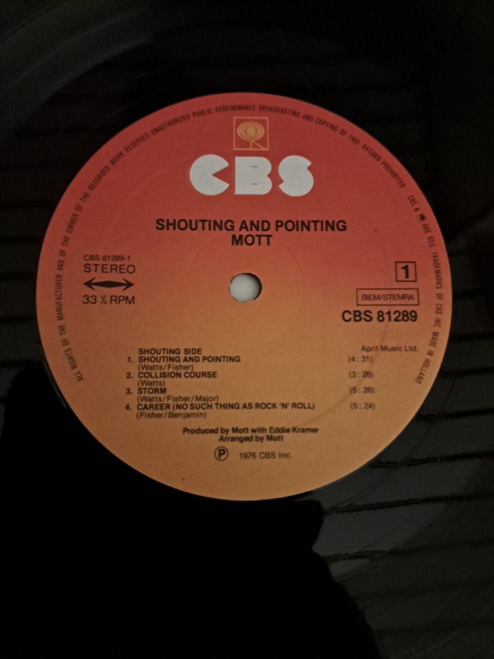 Vinyles: LP  MOTT  "Shouting And Pointing"  CBS – D'occasion à Uetendorf par Essiggurken 2