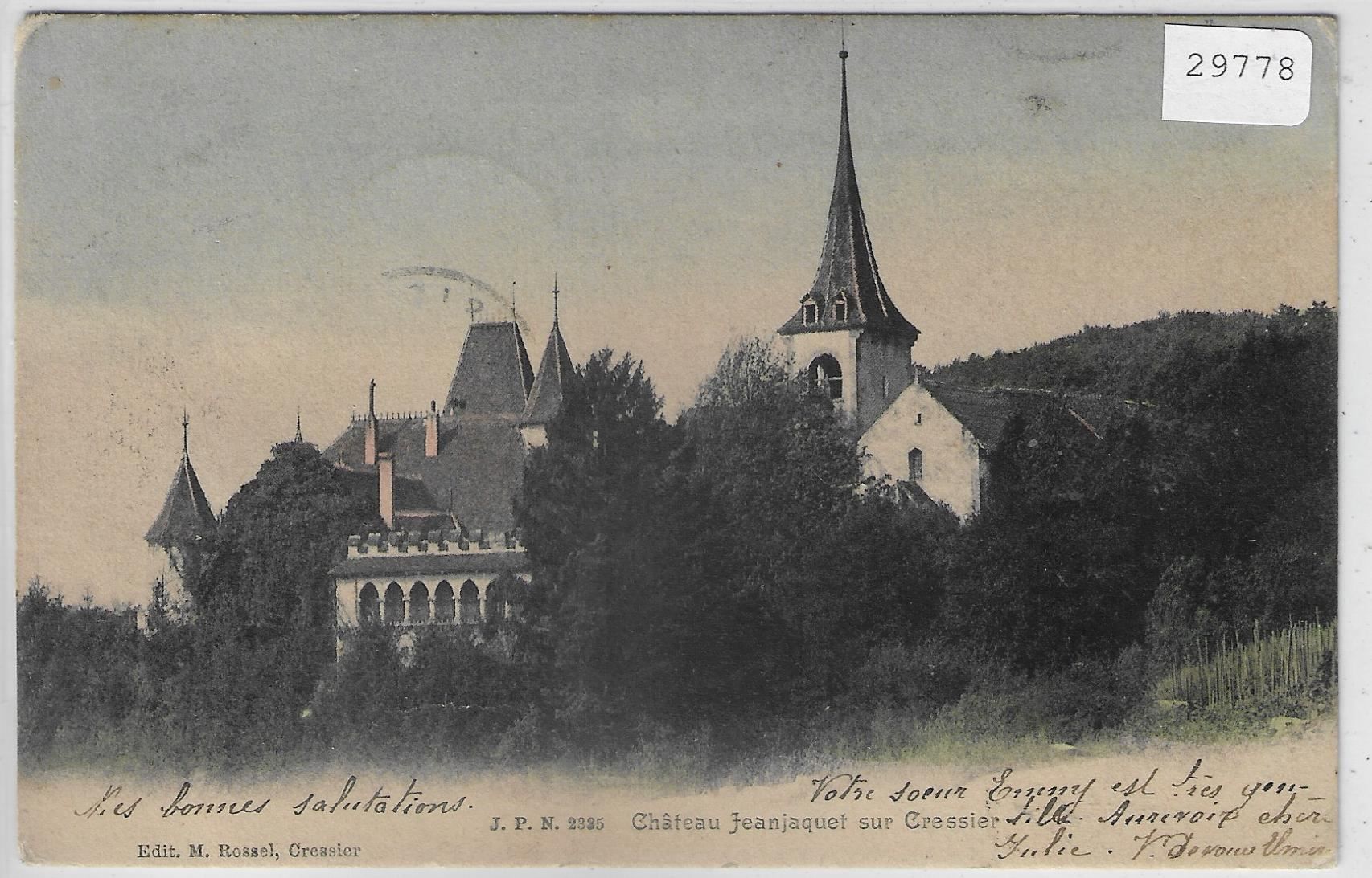 Cartoline postali: Chateau Jeanjaquet sur Cressier – Usato da Ettingen venduto da Kartenplanet