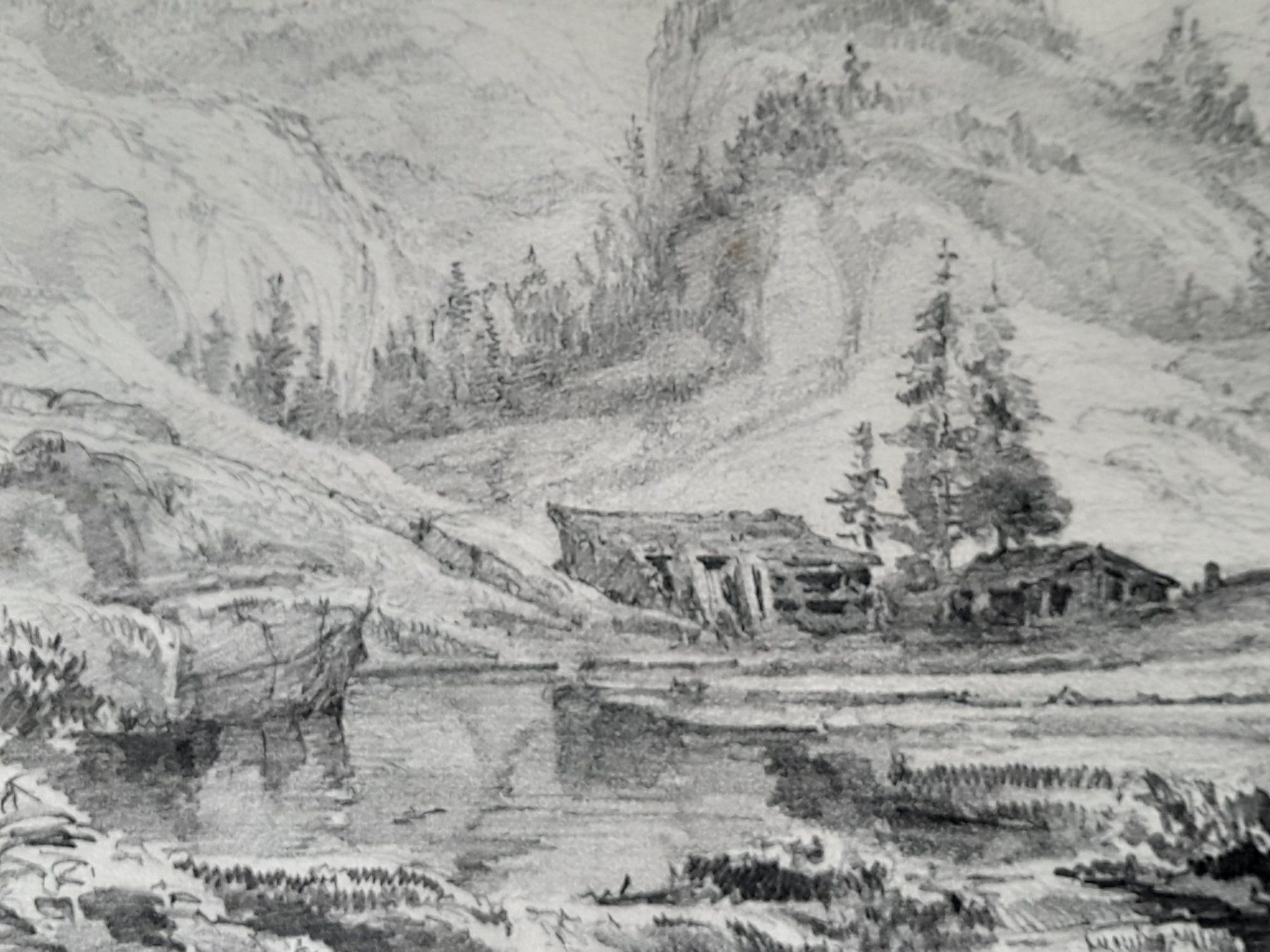 Dipinti: " Bergseelein " Kohlestift-Zeichnung antik – Usato da Thun venduto da JeJoe 6