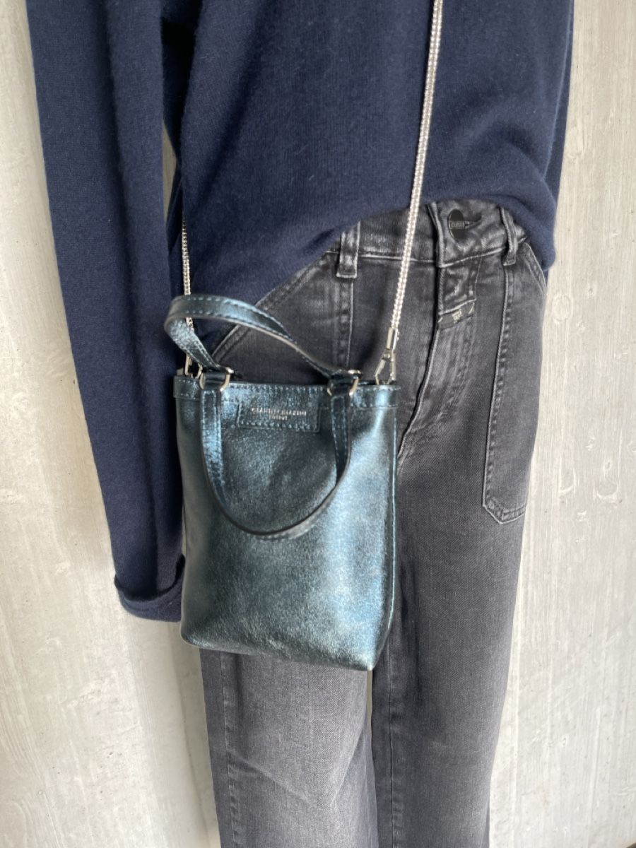 Gianni Chiarini Borse: Gianni Chiarini Mini Tasche Leder Metallic Blau – Usato da Zürich venduto da Recode.Fashion 8