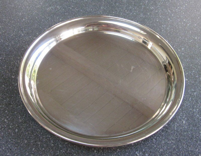 Piatti di portata: Rundes Nickel-Tablett Fleitmann, Witte & Jung, 1890-1920 – Usato da Bischofszell venduto da raika 2