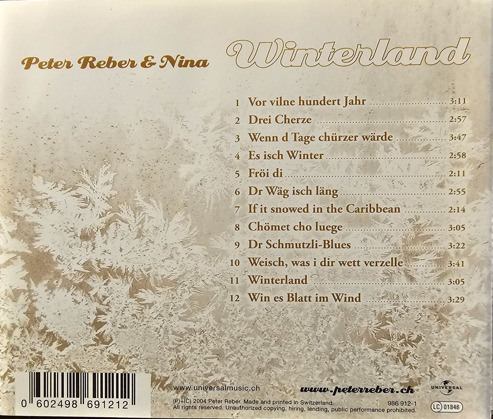 CD: Peter Reber & Nina - Winterland – Usato da Wahlen b. Laufen venduto da Cg10 2