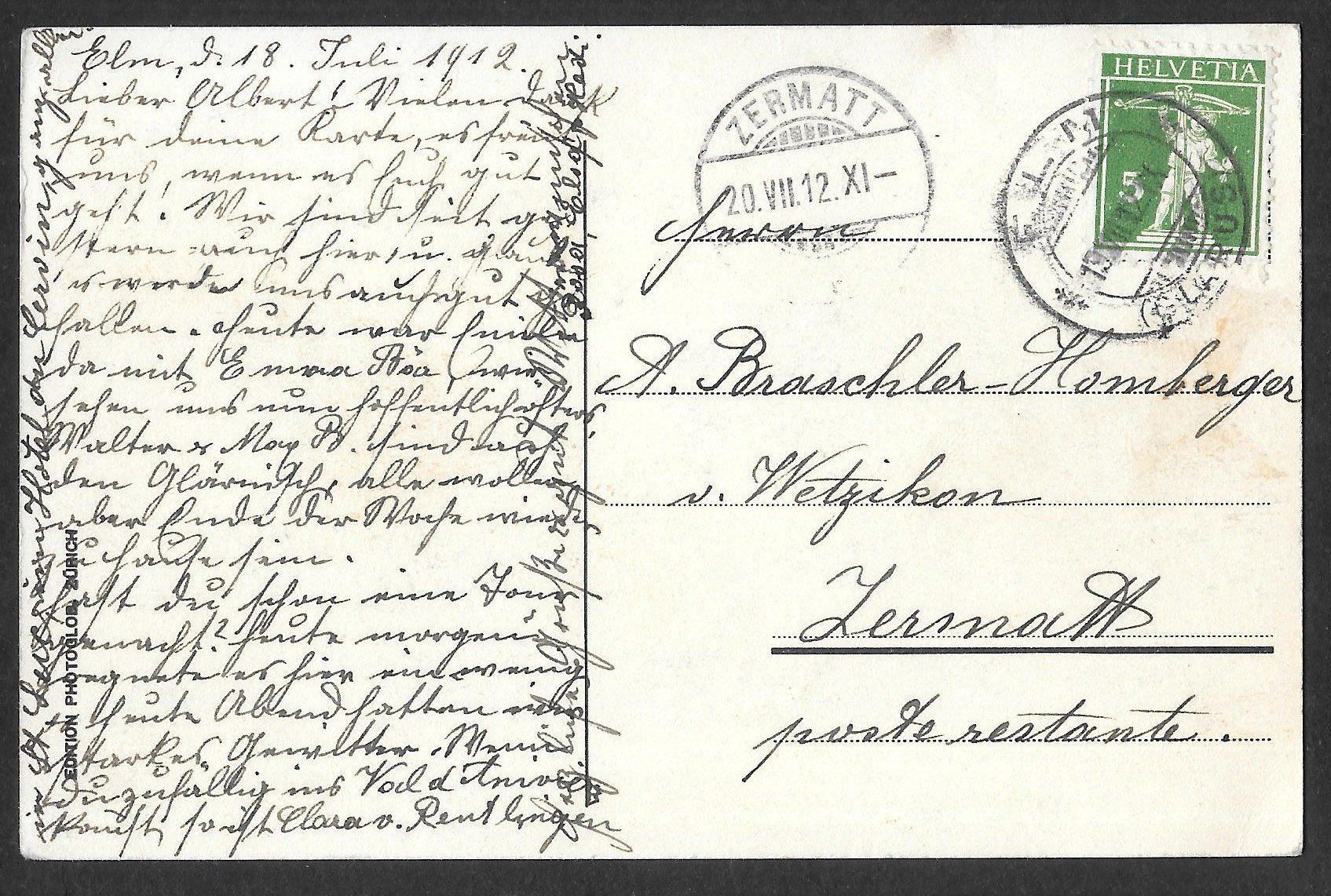 Cartoline postali: Elm mit Bergsturzgebiet coloriert – Usato da Olten venduto da clotaldi 1
