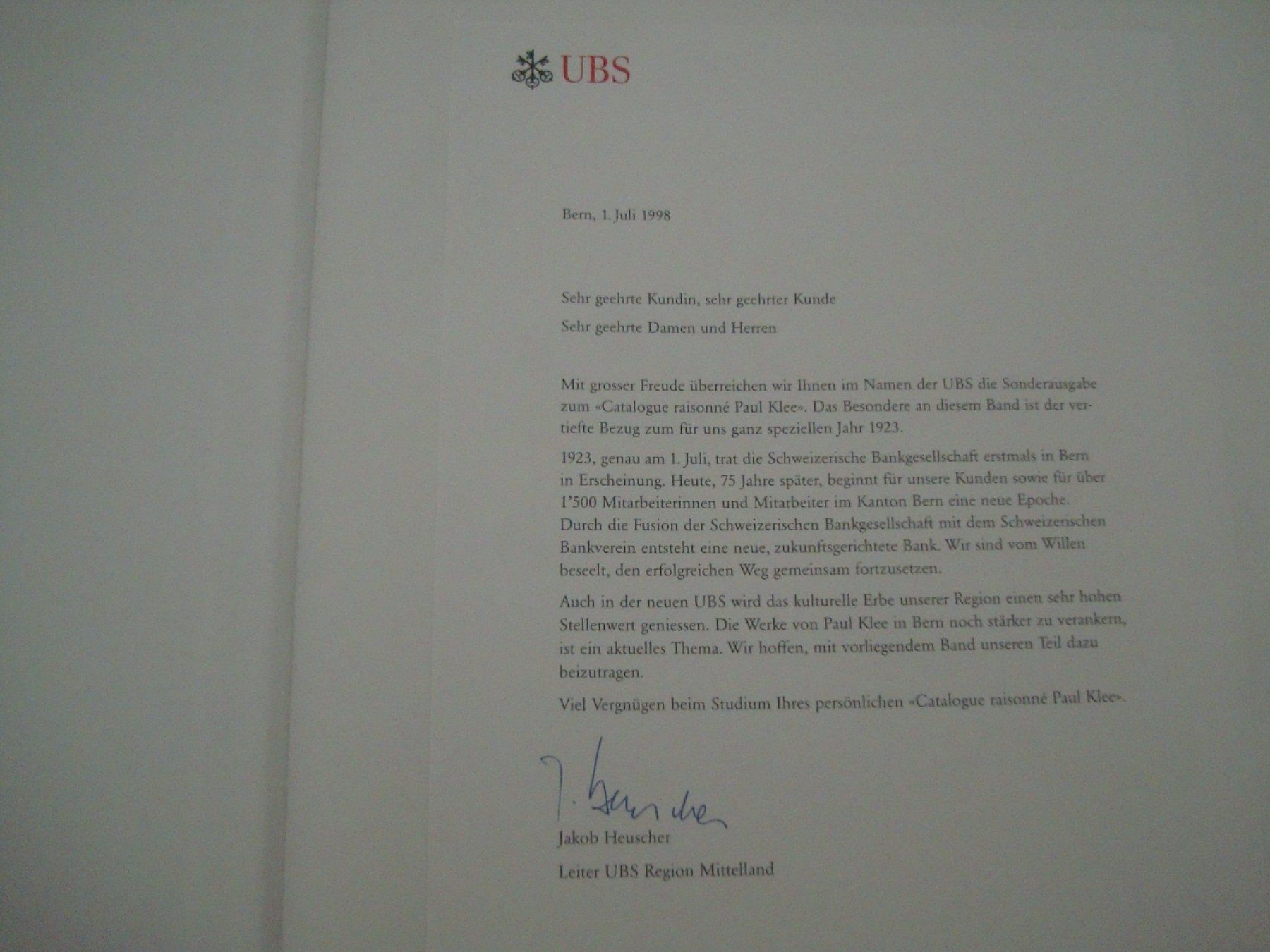 Bücher: Kunstbuch - Paul Klee - UBS 1998 – Neu (gemäss Beschreibung) aus Neuenegg von flohcante 1