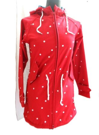 Gr. 36 DERBY lange Softshell Outdoorjacke rot mit POLKA DOTS