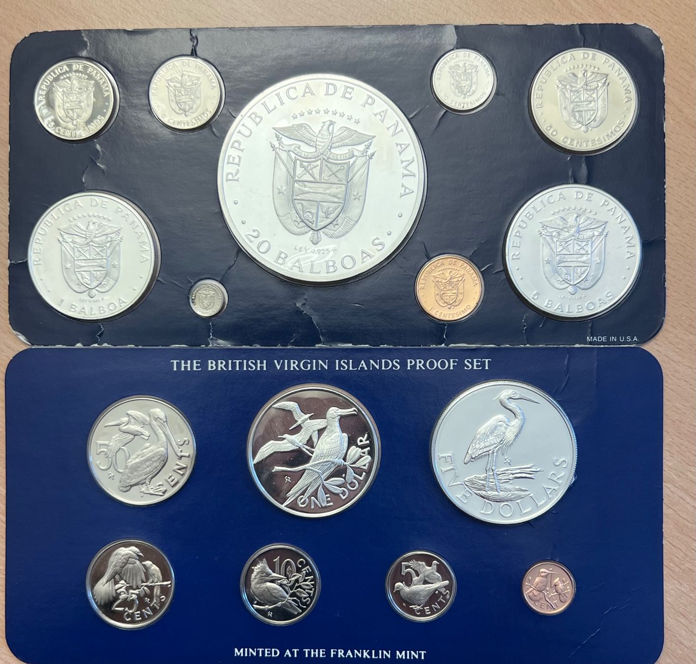Tutti le monete: Silber Panama & British Virgin Islands Proof Sets Franklin – Nuovo e nell'imballaggio originale da Vaduz venduto da Vella007