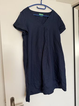 Dunkelblaues Sommerkleid Gr. L 100% Leinen von Benetton