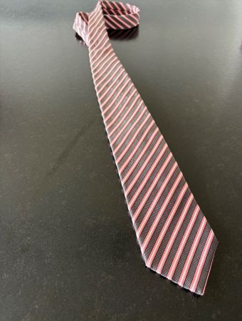 BOSS Krawatte 100% Seide Pink Grau / Business Hochzeit