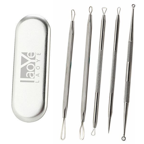 7-teiliges Mitesserentferner-Set Aus Edelstahl – Mit PU-Etui, 15 Cm
