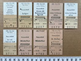 Frauenfeld, 9 Edmondsonsche Bahn Billette, 1983 / 1984, SBB