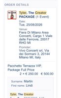 Special: VIP package Concert tickets: Tyler the Creator