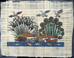 Gemälde auf Papyrus, «Fliegende Enten» (Original a. Ägypten)