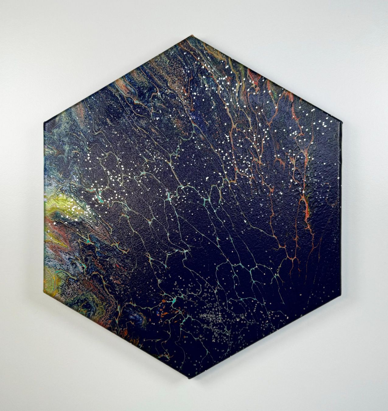 Dipinti: Acryl-Flüssigmalerei, Sechseck – Usato da Schlieren venduto da MayaSheng1983