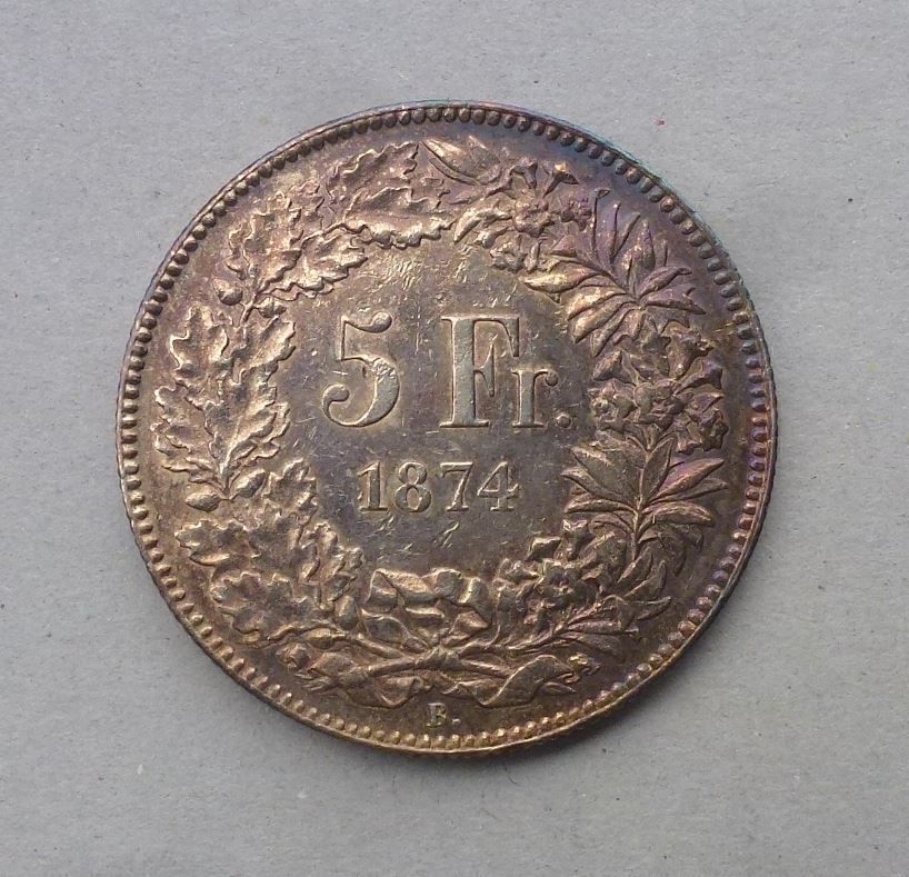 Tutti le monete: ++ 5.- Franken 1874 B. – Usato da Walkringen venduto da Casablanca777