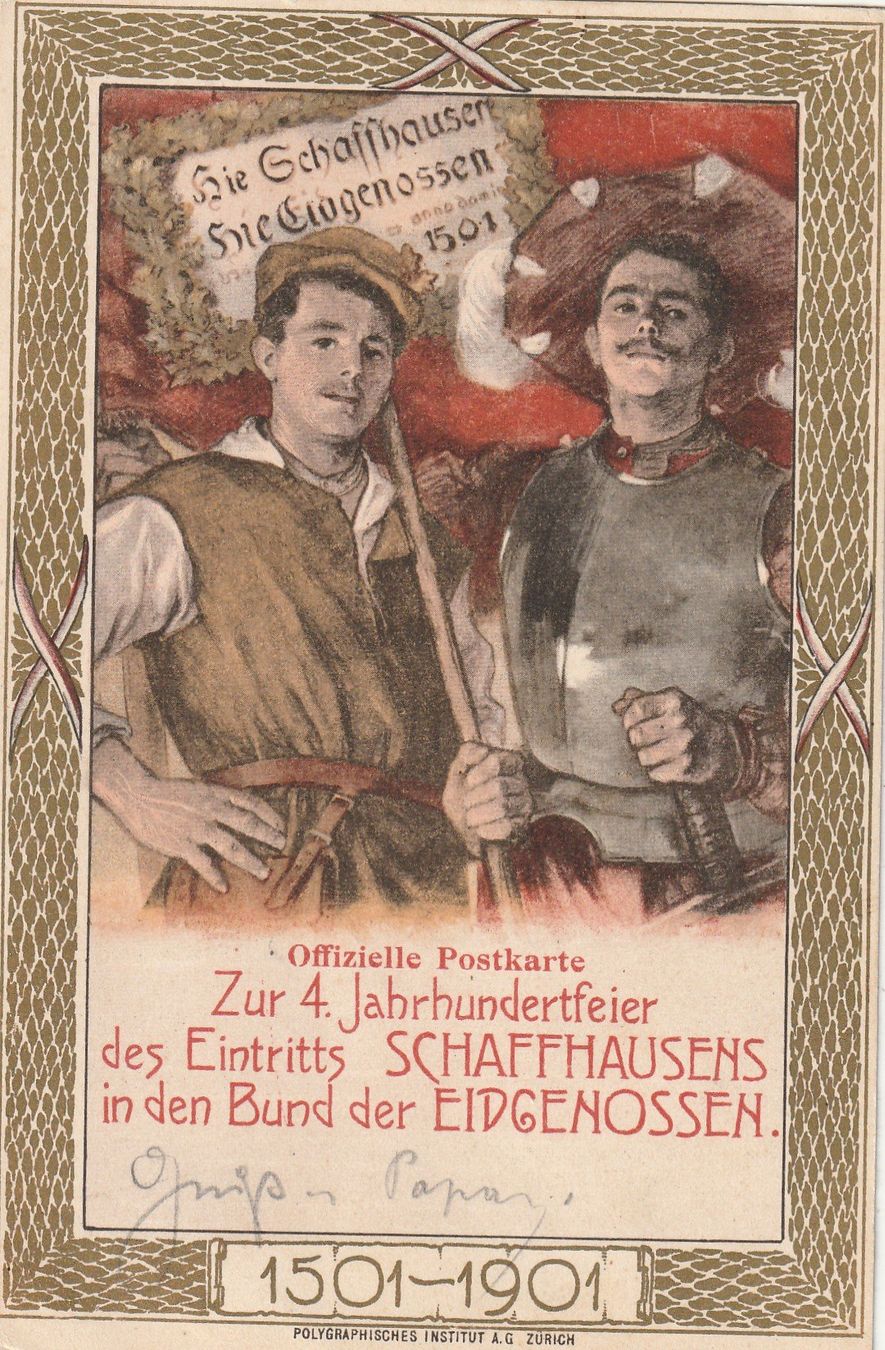 Ansichtskarten: Schaffhausen Jahrhundert-Feier 1901 – Gebraucht aus Rorschacherberg von fratovi2