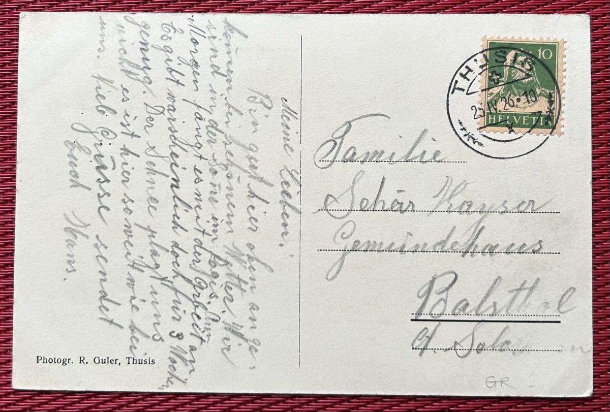 Cartoline postali: Thusis Gasthaus Sonne  – Usato da Horw venduto da Tellbub 1