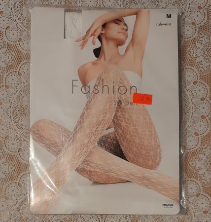 Migros Fashion Netz-Strumpfhose "Edelweiss" 30DEN Gr.M Weiss
