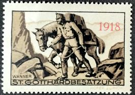 Soldatenmarke 1.WK, Gotthard Besatzung, Aufdr rot, Wi Fst 15