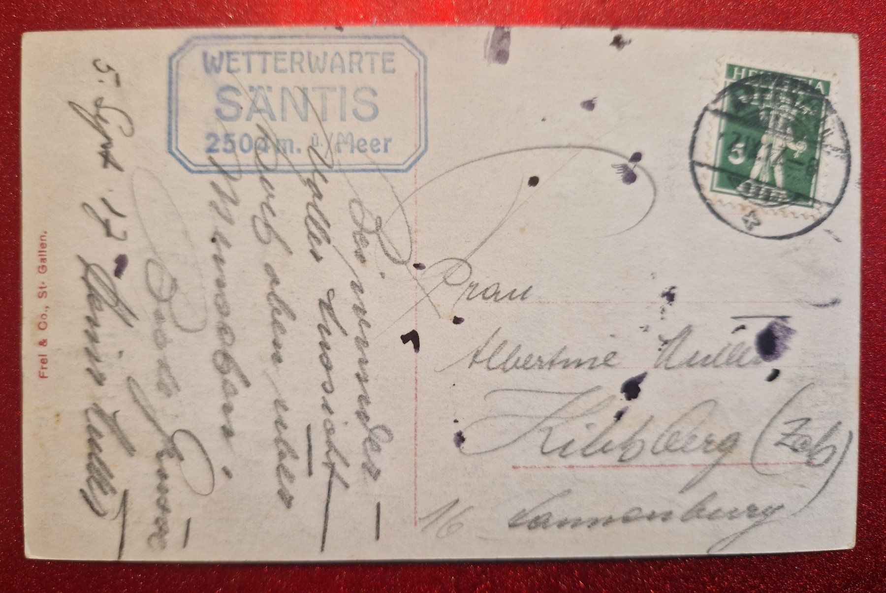 Ansichtskarten: Säntis/Lisengrat Säntis v Rotsteinpass 1917 – Gebraucht aus Melchnau von Fishel 1