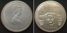 KANADA 10 Dollars 1974, OLYMPIA MONTREAL, Silber unz