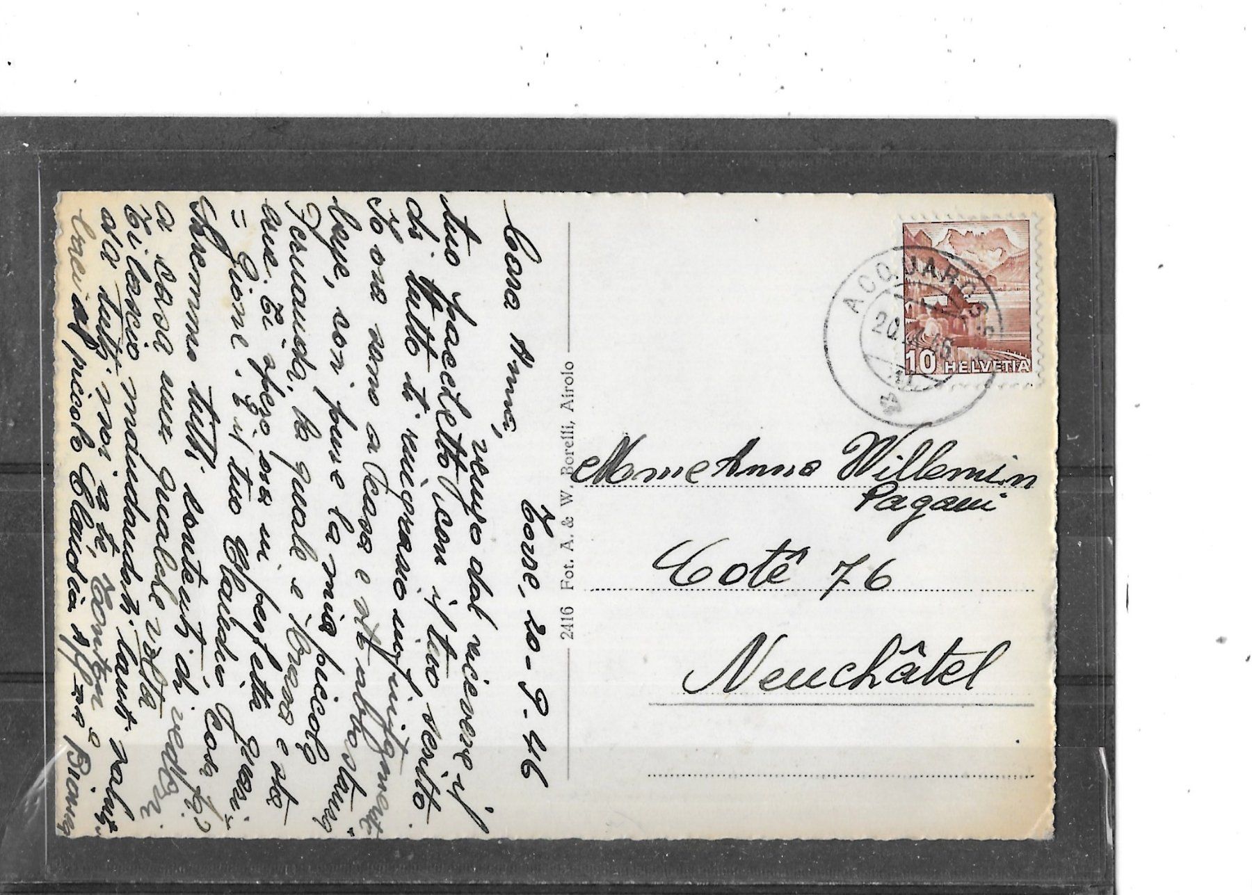 Cartoline postali: TI Torre 1946 (Valle Blenio) – Usato da Schocherswil venduto da Wilare 1