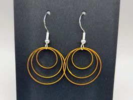 Ohrringe aus drei Metallringen 22/18/12 mm Farbe GOLD NEU -3