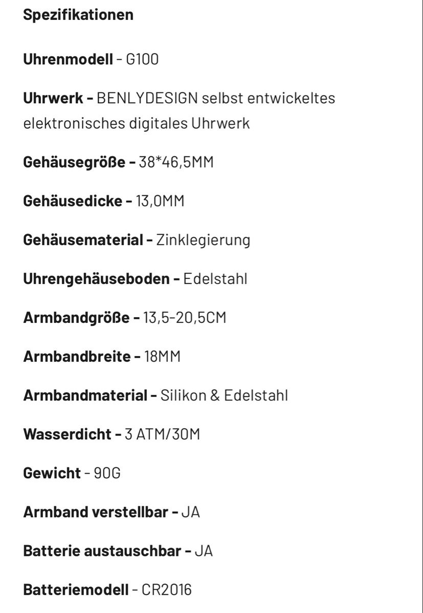 Orologi: BENLY G100 – Nuovo e nell'imballaggio originale da Emmenbrücke venduto da ThomiE01 5