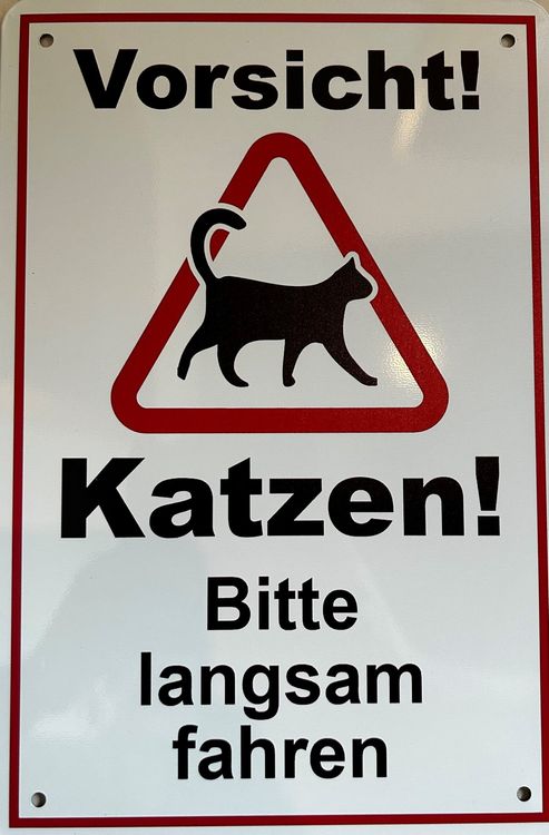 Achtung Katzen Blechschild Verkehr Auto Cat Warnung Signal