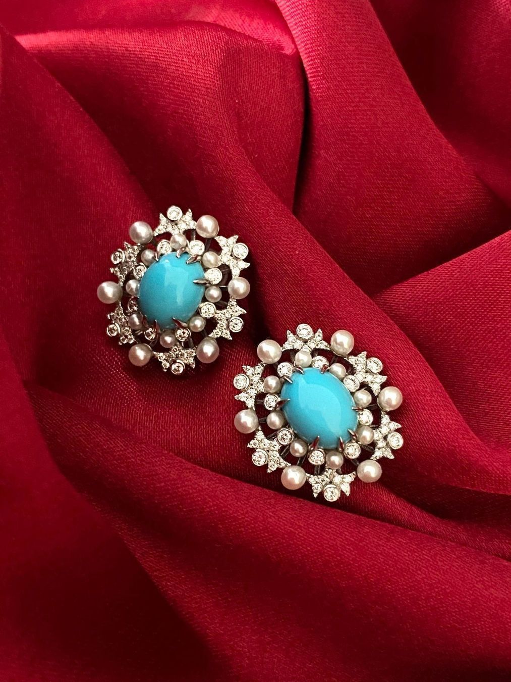Orecchini pendenti & Orecchini a lobo: Türkis Perlen Ohrstecker/Diamanten – Nuovo e nell'imballaggio originale da Sarnen venduto da Yingsperlen1