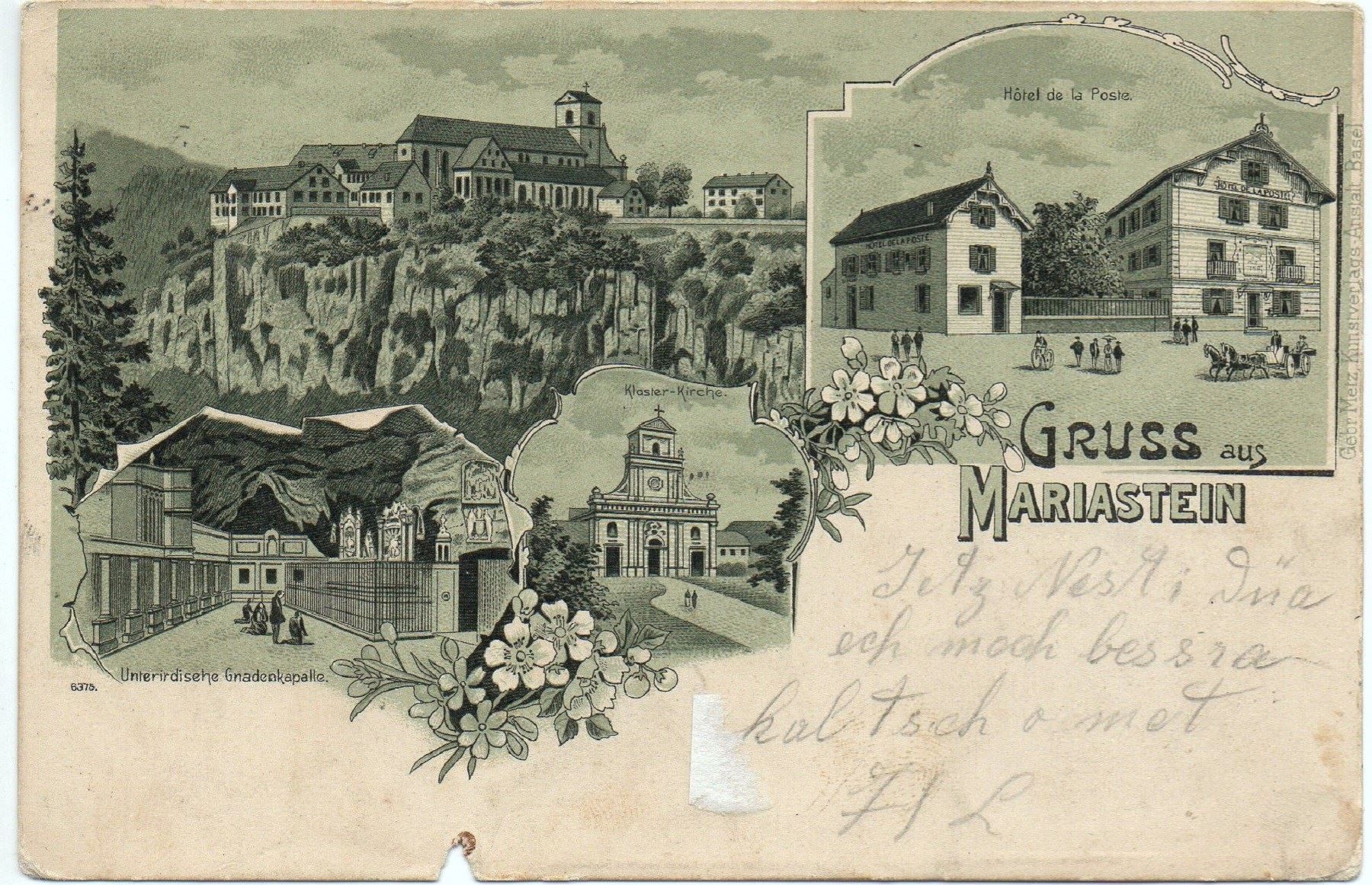 Cartoline postali: LITHO Gruss aus Mariastein - Hôtel Poste – Usato da Jona venduto da philajona