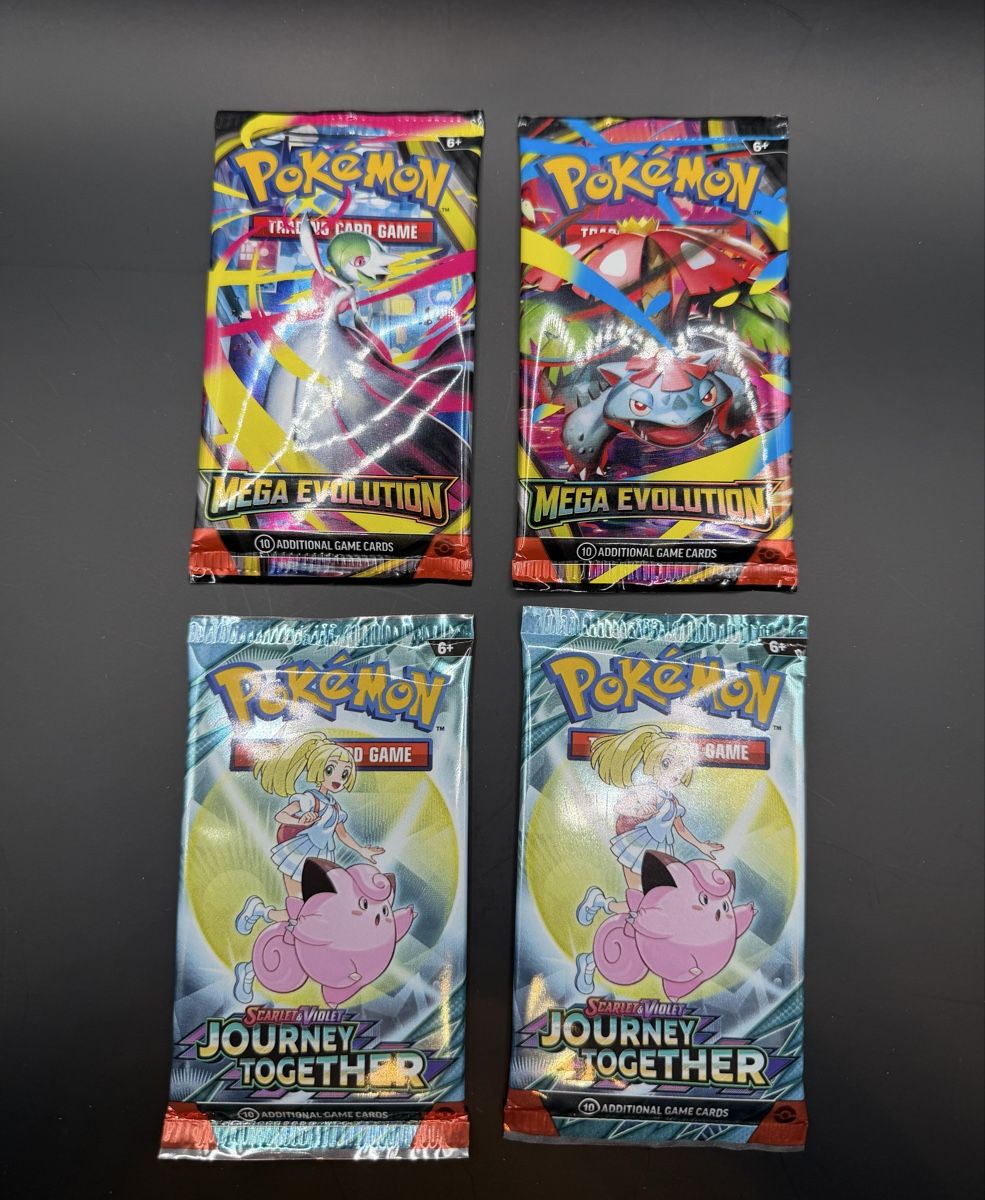 Pokémon Carte collezionabili: 4x Pokémon Boosters: 2 Mega Evolution + 2 Journey Together – Nuovo e nell'imballaggio originale da Genève venduto da Rokemon