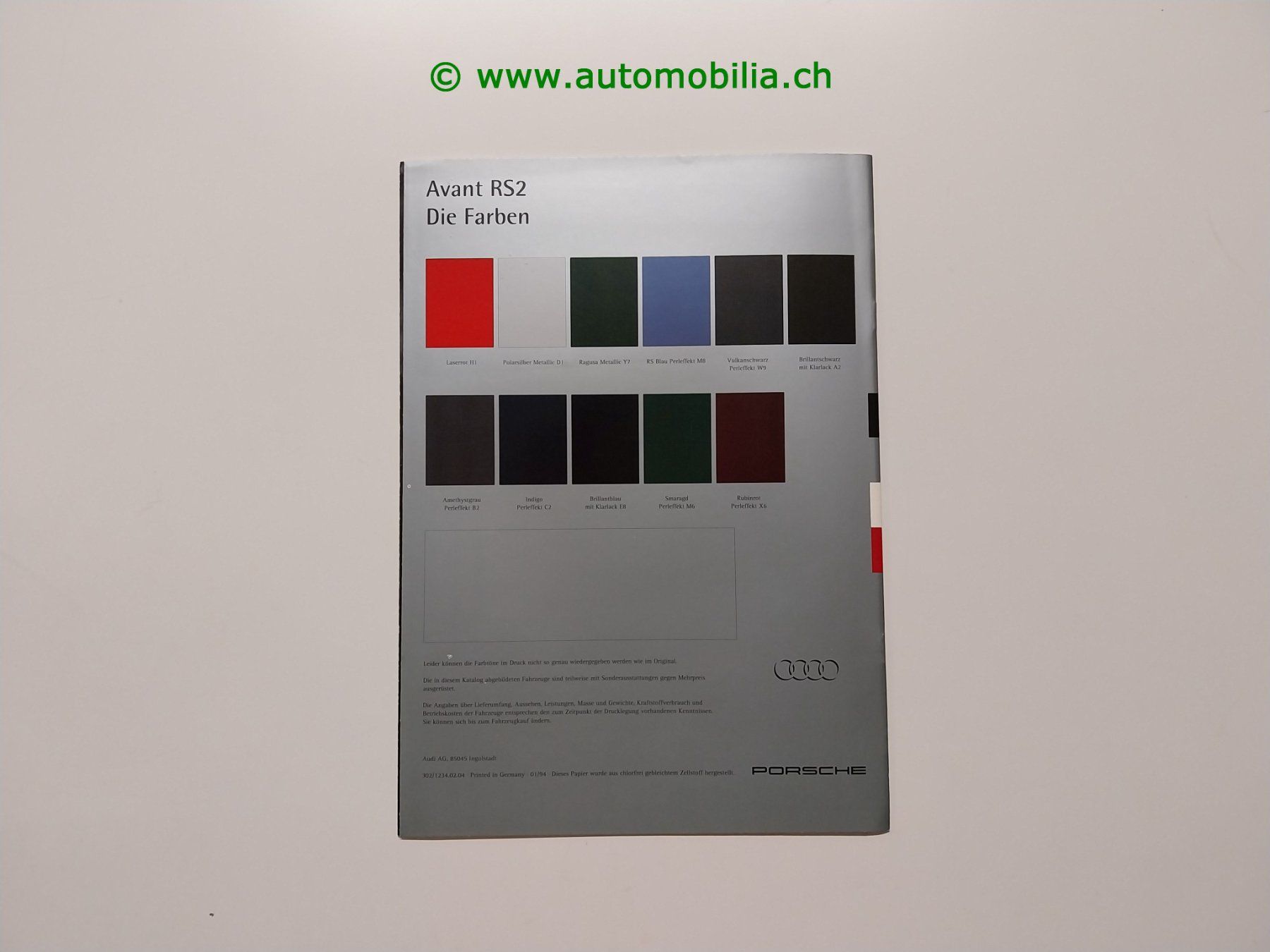 Audi Dokumente: Audi RS2 Avant 1994/01 Prospekt deutsch – Gebraucht aus Weingarten-Kalth von Bettelbruenneli 8