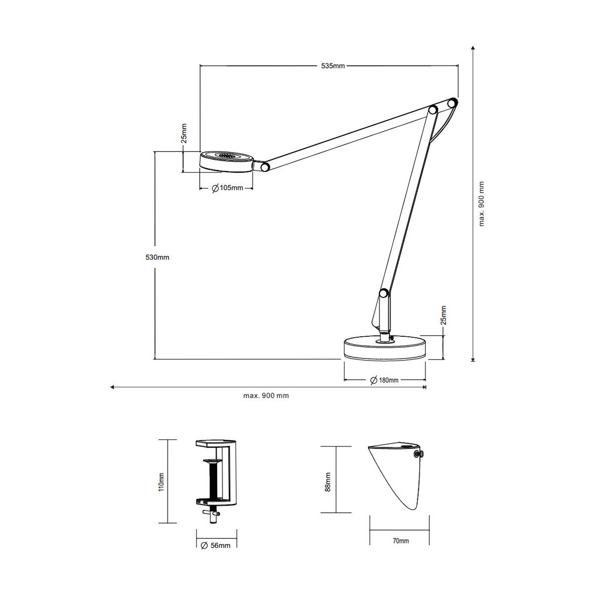 Lampade: Tischleuchte, 90 cm Höhe, Weiss – Nuovo (secondo la descrizione) da Kreuzlingen venduto da Smart-Light 6