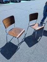 2x Vintage Stühle stapelbar / Chrom / Holz