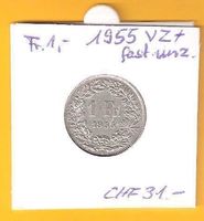 CH Fr. 1.- 1955 Qualität vz+ in Schutzhülle/Sofortkauf