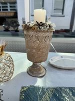 Herbstdeko im Topf mit Kerze, Vintage Look