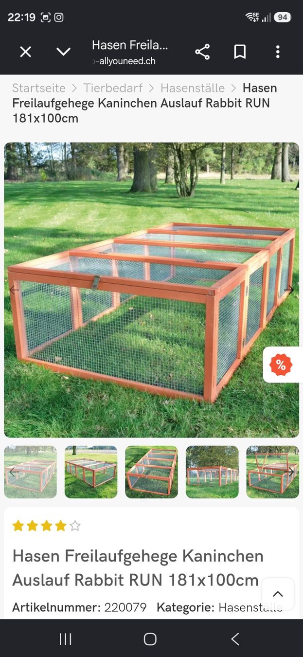 Cages, transport & sécurité: Kaninchenstall – D'occasion à Altishausen par ter_58nj 3