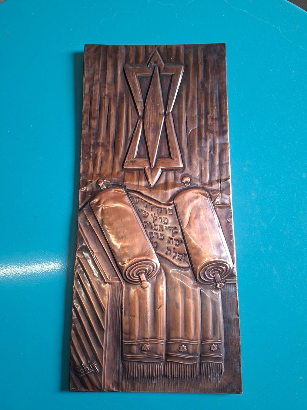 Tutte le decorazioni: Kupferrelief Davidstern Tora Rolle unsigned gebraucht – Usato da Schaffhausen venduto da meteor7 1