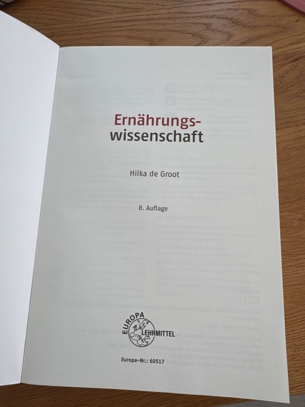 Libri: Buch  Ernährungswissenschaft - Hilka de Groot – Nuovo (secondo la descrizione) da Allschwil venduto da ale_6hmy 1
