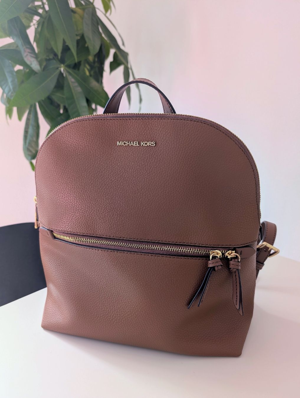 Michael Kors Rucksäcke: Michael Kors Rhea Rucksack, Leder, Cognac – Gebraucht aus Wettswil von tke_xt9q