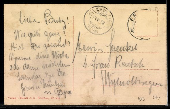Cartoline postali: AK Frutigen, Blick zur Kirche – Usato da Berlin venduto da bartko-reher 1