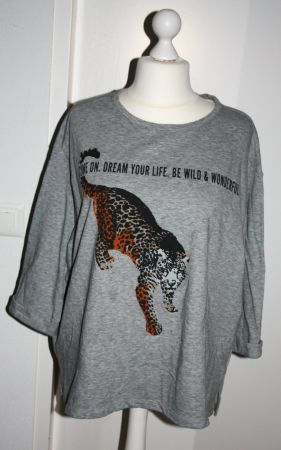 Pullover Kurzarm grau - bunt Gr. XL